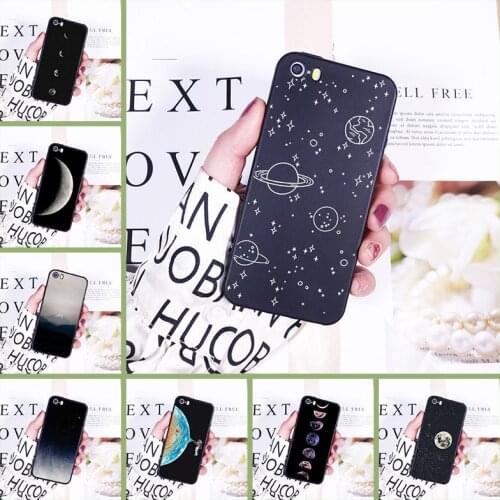 For iPhone 4 4S 5 5C 5S SE Case TPU Silicone Aesthetic Star Art Moon Space Black Soft Back Cover For iPhone 4 5 S Phone Case