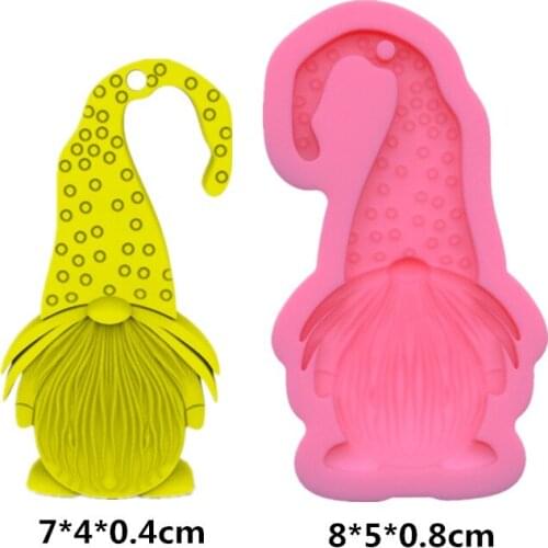 Santa Claus Shape Epoxy Resin Keychain Mold Chocolate Fudge Silicone Mold Custom Keychain Pendant Mold Z54