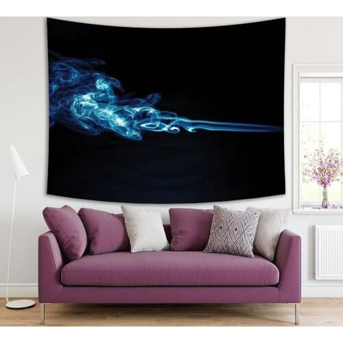 Tapestry Smoke Movement Abstract Light Virtual Visualization Digital Era Photo Printed Blue White Black