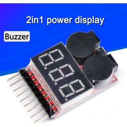 For 1S/2s/3s/4s/5s/6s/7s/8s Low Voltage Buzzer Alarm Lipo Battery Voltage Indicator Tester 3.7v 7.4v 11.1v