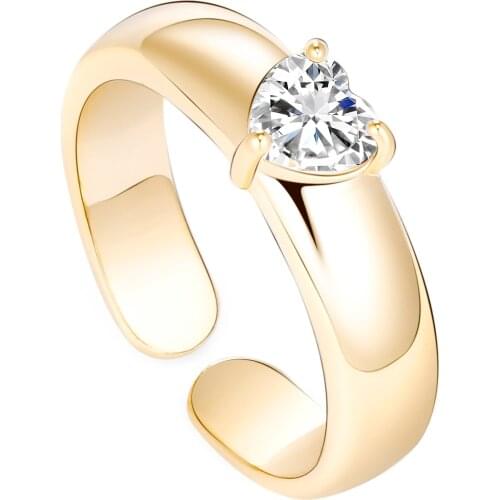 Real Gold Plated Classic Simple Design Star Rings For Women 1ct Zirconia Adjustable Openings Rings Best Gift For Wedding Bride