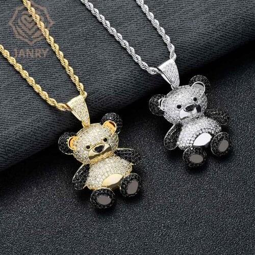 JANRY Animal Panda Pendant Necklace Micro-inlaid Zircon Men Women Hip Hop Necklace With 60cm Chain