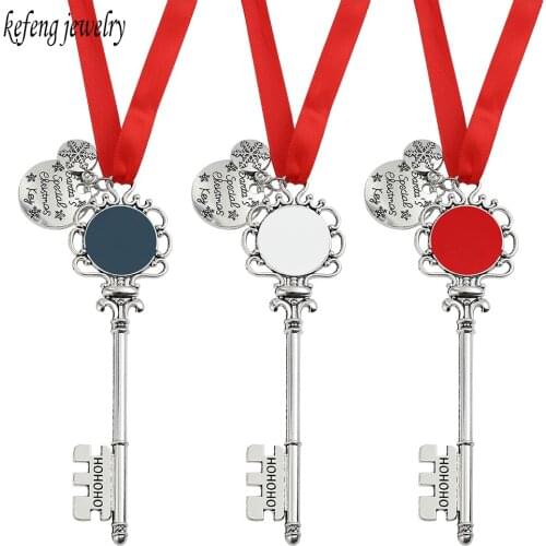 Creative Snowflake Ribbon Magic Key Pendant Necklace Women Men On The Neck Christmas Jewelry Accessories Christmas Gifts