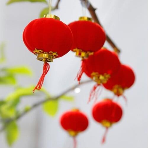 Hot sale 12pcs/lot Traditional Chinese Red Lanterns New Year Wedding Party Spring Festival Hang Mini Lantern Home Decoration
