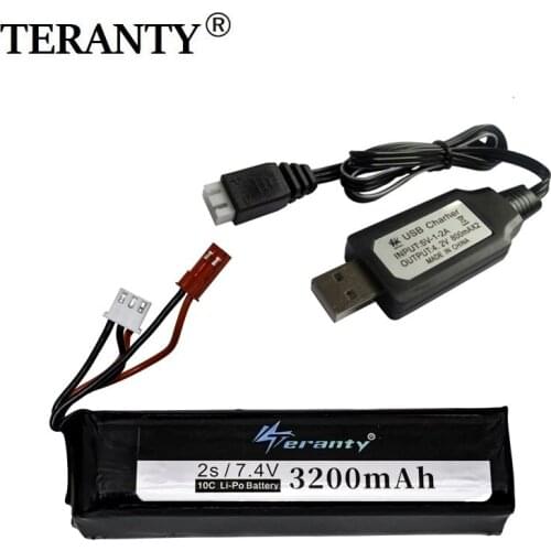 7.4V 3200mah 2s lithium battery with charger set for Frsky Taranis X9D Plus Transmitter 7.4V Toy Accessories
