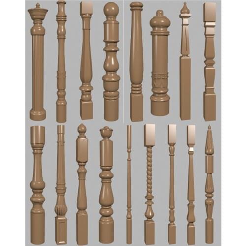 17 pieces Artcam Type3 Aspire furniture table desk cabinet chair sofa bed leg 3D model statue STL format files N12