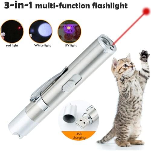 Mini 3in1 USB Rechargeable LED Flashlight Powerful LED Torch Waterproof Design Penlight uv light banknote /Laser pointer light