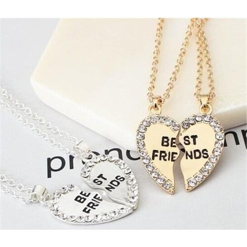 Lusion Jewelry Gold Sliver Color Best Friends Heart Pendant Neckalces Woman Simple Multilayer Statement Couple Layered Necklace
