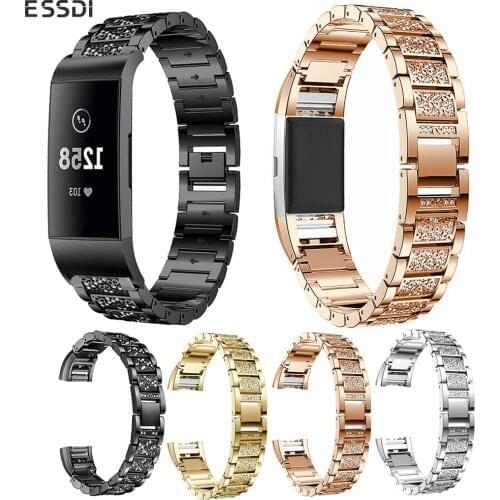Fashion Smart Bracelet Strap For Fitbit Charge 3 4 Fitness Tracker Women Stainless Steel Wrist Band For Fitbit Charge 3 4