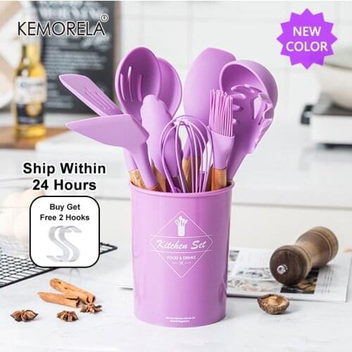 Silicone Cooking Utensils Set Heat Resistant Kitchen Non-Stick Cooking Utensils Baking Tools With Storage Box Kitchen Tools