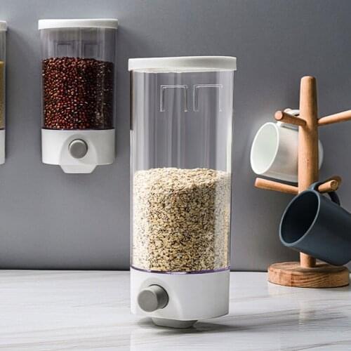 Wall Mounted Cereal Container Rice Storage Shelf Organizer Kitchen Food Storage Boxes Home Accessories Organization