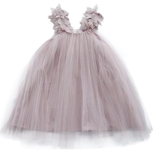 2021 Summer New Sweet Cute Leaf-Shaped Suspenders Fuffy Princess Dress Cotton Yarn Girls Clothes Girl Dress 3-14Y