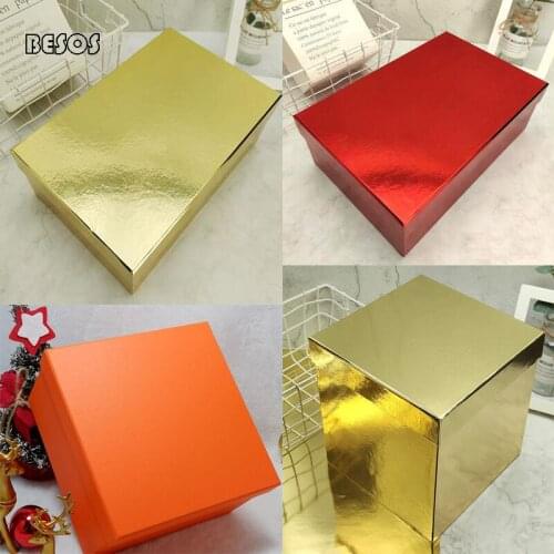Wholesale Full Size Reflective Mirror Orange Gold Red Gift Box New Year Party Shirt Perfume Packaging Decoration Square Gift Box