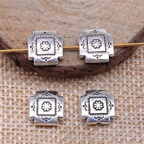 Handmade Pendants For Jewelry Accessories 15pcs Small Square Beads 4x10mm Antique Silver Plated