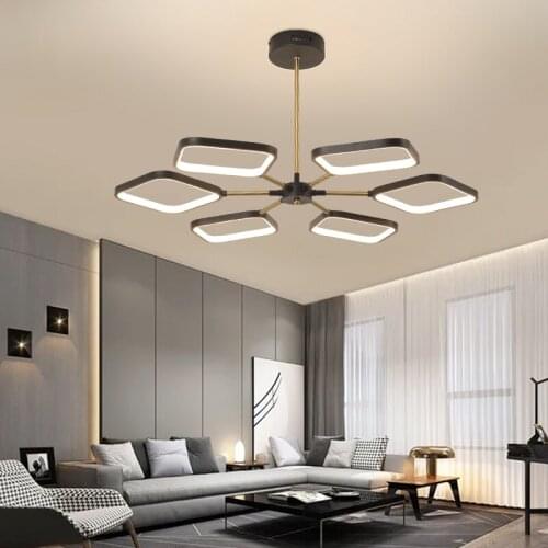 Modern LED Ceiling Lights Remote Control Dimming For Living Room Dining Room Bedroom Kitchen Home Black Ceiling Lamp Fixtures
