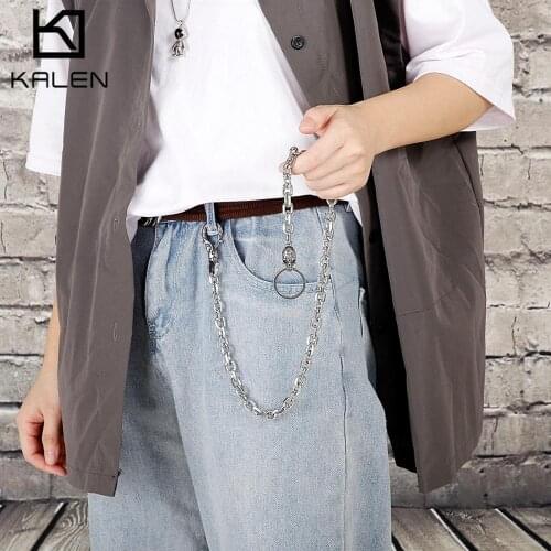 Punk Skull Chain Fashion Belt Waistband With High Quality Carabiner 316L Stainless Steel Decorative Belts 2020 New