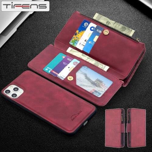 Luxury Leather SE 2020 Zipper Wallet Case For iPhone 12 Mini 11 Pro XS Max XR X 8 7 6 6S Plus Card Purse Removable Phone Cover