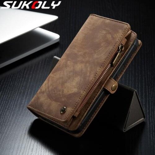 Luxury Magnetic Double Layer Zipper Wallet Detachable Leather Case For iPhone 12 Mini 12 11 Pro Max XS Max XR X 8 7 6 6s Plus