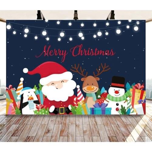 Merry Christmas Banner Birthday Background Photography Snowman Cartoon Santa Claus Children Party Backdrops Room Decor For Photo