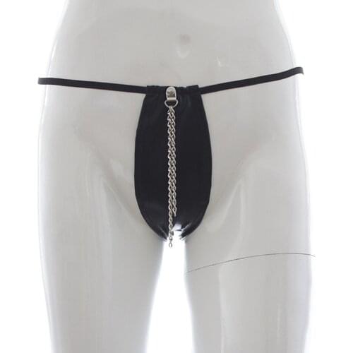 Sexy Lingerie Leather Chastity Panties with Chain Bdsm Sex Games Open Crotch Underwear Panty Slut Toys Erotic Sex Toys for Woman