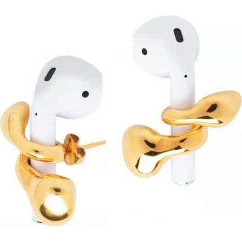 Unisex Alloy Wireless Earphone Anti Lost Stud Earring for Airpods Water Drop Shape S925 Needle Headphone Fashion Jewelry
