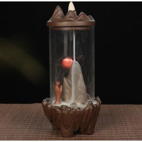 Reverse Flow Incense Stove Glass Zen Heart Incense Stove Sandalwood Aroma Purple Sand Buddhism Decoration