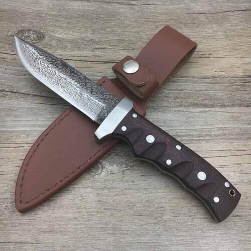 Swayboo manual Damascus steel forged straight knife hunting 62HRC hardness outdoor self-defense actical fixed blade knife