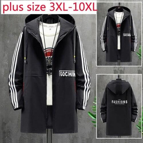 New Arrival Fashion Spring And Autumn Large Men Windbreaker Loose Clothing Fashion Jacket Long Casual Coat Plus Size 3XL-10XL