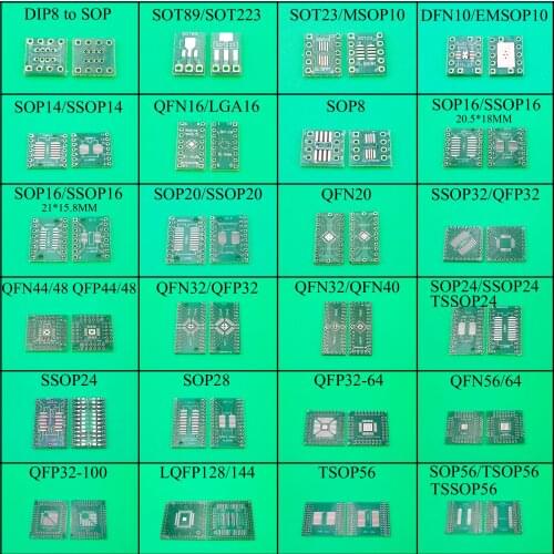 YuXi QFN44 48 QFP32 QFN32 SOP24/SSOP24 QFN56/64 SOP56/TSOP56 to DIP24/32/40/48/64/100 Transfer Board DIP Pin Board Pitch Adapter
