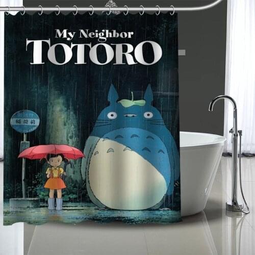 Anime Totoro Custom Pattern Polyester Bath curtain Waterproof Shower Curtains DIY Bath Screen Printed Curtain for Bathroom