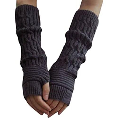 Winter Women Arm Warmers Woolen Twist Arm Sleeve Fine Long Knitted Fingerless Gloves Casual Warm Soft Female Gloves Hot Sale