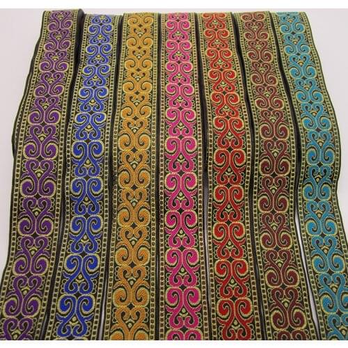 2 meters 33mm Ethnic Colorful Woven Pattern Jacquard Ribbon for DIY Craft Curtain Home Textile Clothing Decoration Accessories