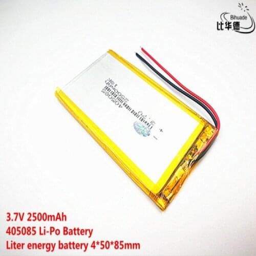 2pcs Liter energy battery Good Qulity 3.7V,2500mAH 405085 Polymer lithium ion / Li-ion battery for tablet pc BANK,GPS,mp3,mp4