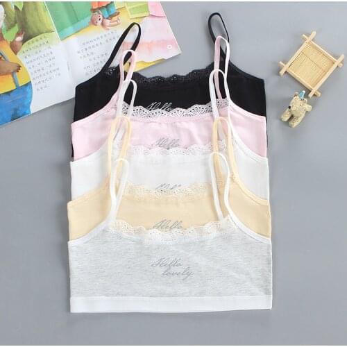 3pcs/lot School children cotton camisole girls cute cartoon sponge pad bra straps for development of young girls kids girls bras