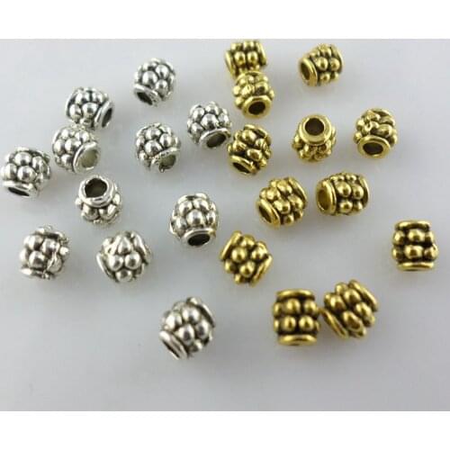 300pcs Tibetan Silver Tube Charm Loose Spacer Beads 4mm Bracelet Beading Findings