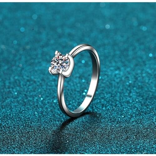 925 Sterling Silver Passed Diamond Test Stone Ring 0.5CT Moissanite Single Drill Ring Women Classic Fashion Engagement Jewelry