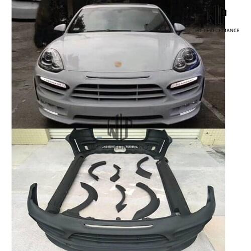 958.2 FRP Unpainted Wide Body Kit Front Rear Bumper Side Skirts Apron Wheels Eyebrows For Porsche Cayenne 958.2 15-17