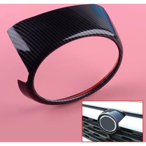 ABS Carbon Fiber Style Car Front Grille Logo Cover Trim Frame Decor Fit for Toyota RAV4 2019 2020
