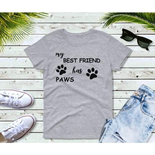 Amime Clothing Best Friend Cat Paws Tshirt Womens Letter T-shirt Funny Creative 90S aesthetic Pure Cotton Top Tees Ladies Girls