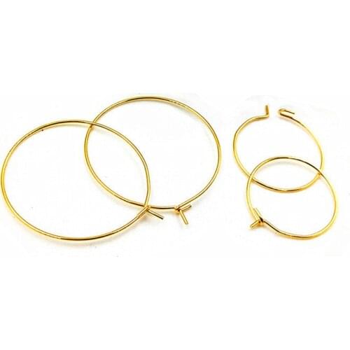 20pcs 20/25/30/35/40mm Gold Color Stainless Steel Big Circle Wire Hoops Loop Earrings for DIY Earring Jewelry Making Accessories