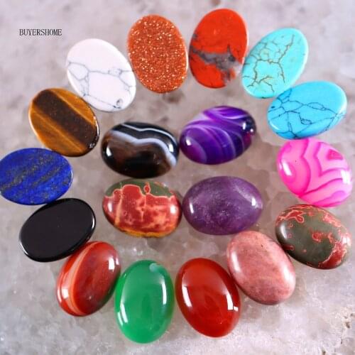 BUYERSHOME Oval 13x18MM Natural Stone Beads Howlite Onyx Carnelian Sandstone Crystal Quartz Lapis CAB Cabochon 10Pcs K1599