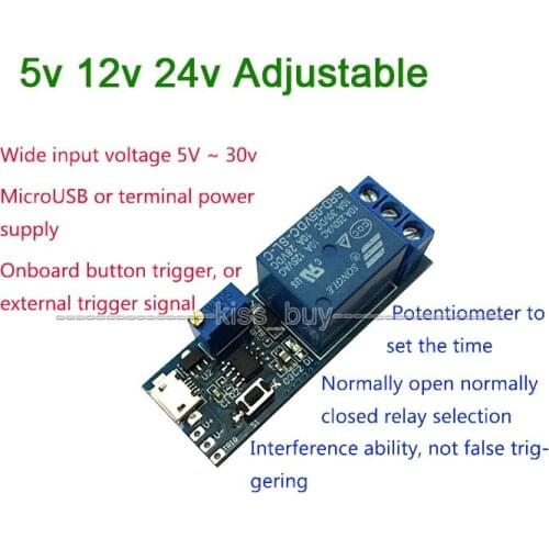 DC 5v 12v 24v Adjustable Trigger Delay Time Switch Timer Board Relay Module Car