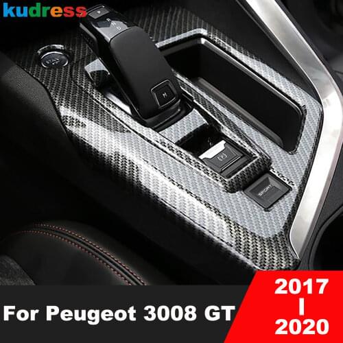 For Peugeot 3008 GT 2016 2017 2018 2019 2020 Carbon Fiber Gear Panel Cover Trim Decoration Frame Car Interior Accessories LHD