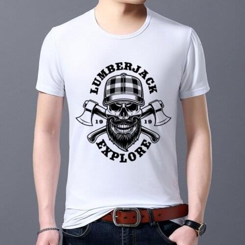 T-shirts Man All-match Black O-neck Tops Gothic Style Skull Pattern Series Male Tee High Quality Harajuku Short Sleeve Clothes