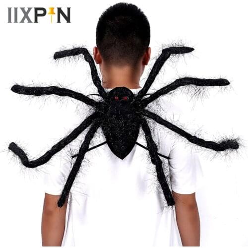 Halloween Giant Spider With Elastic Straps Hairy Halloween Spider Haunted House Prank Props Cosplay Halloween Party Decoration