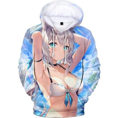 HOLOLIVE VTuber Kawaii Shirakami Fubuki 3D Hooded Sweatshirt Casual Adult Kids Pullovers Casual Hoodies Sweatshirts