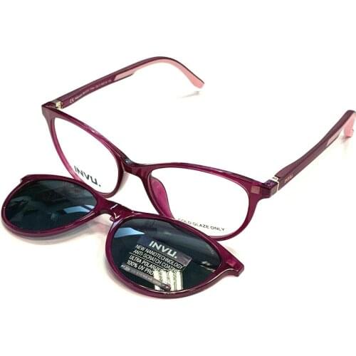 Invu. Frame with polarized Clip-on sunglasses magnet Mod. G4801B
