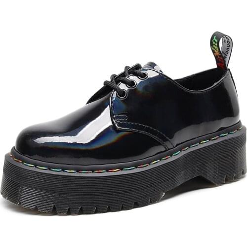 Leather Round Toe Lace-up Casual Womens Boots, Fashion Thick-Soled Heightened Short Boots Shallow Mouth All-match Leather Boots