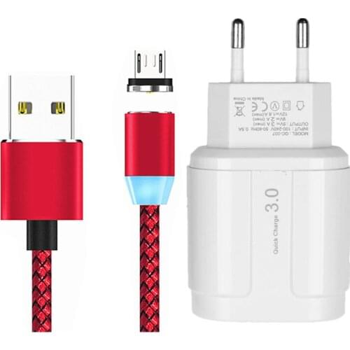 QC 3.0 USB Charger Magnetic Micro usb Charge Cable For Samsung Galaxy J5 J3 J7 Prime 2017 2016 2015 J2 Pro 2018 J4 Mobile phone