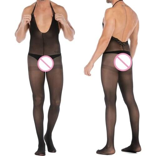 Mens bodystocking Silky Sleepwear Sexy Fashion Bodysuit Mesh Backless Hollow Plus Size Full Body Gay Bag Hip Stocking 전신스타킹 03